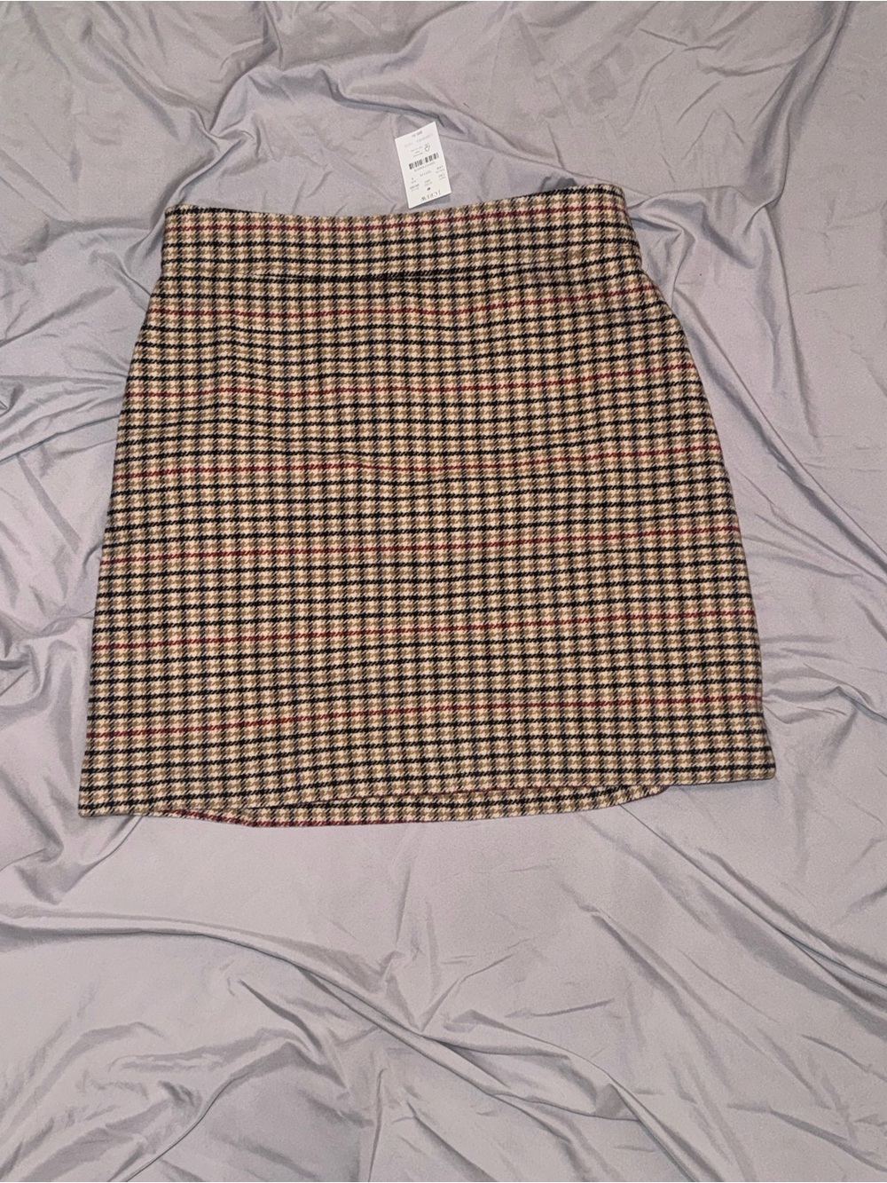 J. Crew Plaid Midi Skirt in Beige, Black and Red